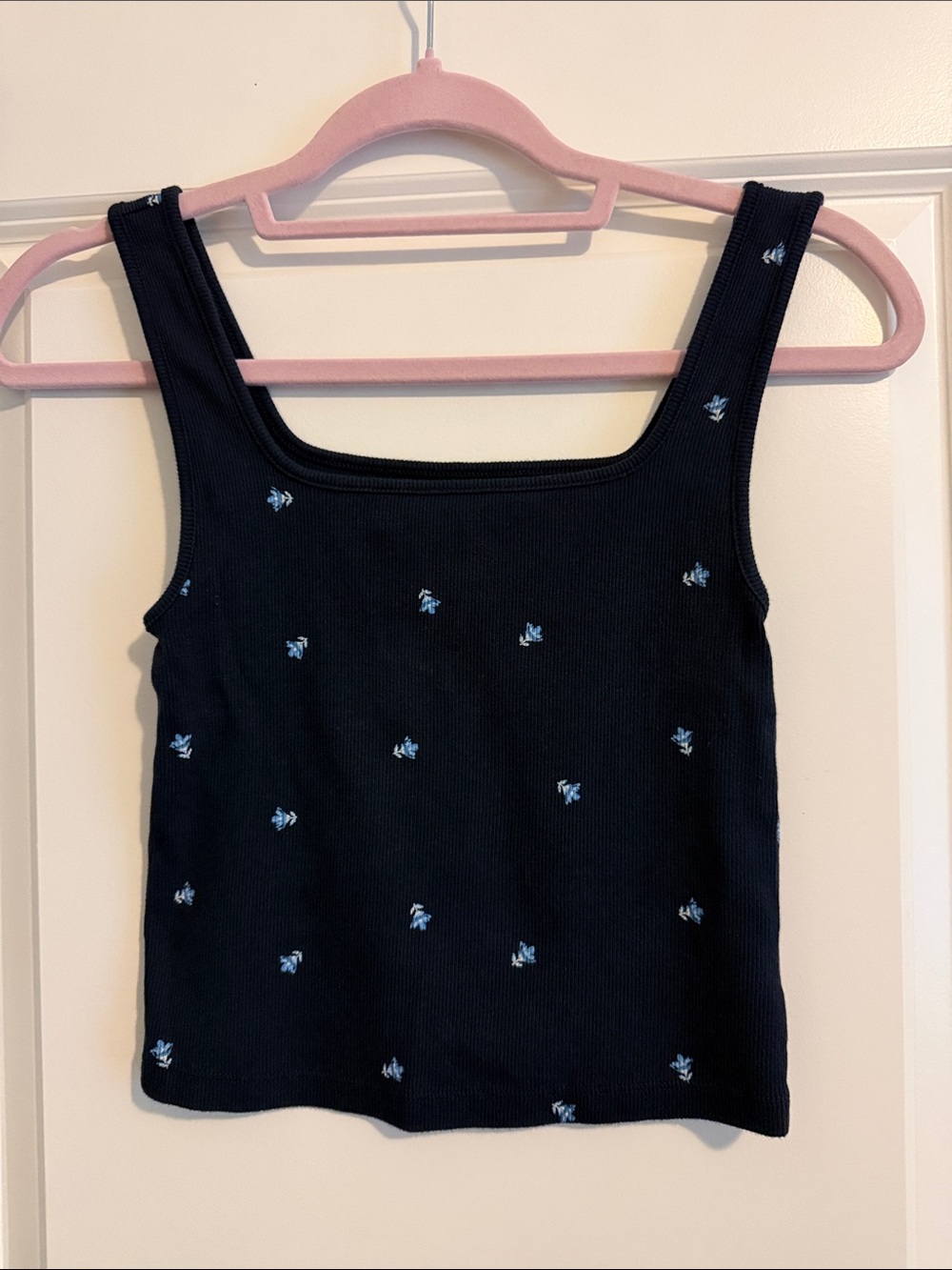 Old Navy Ribbed Tank Top with Light Blue Flowers